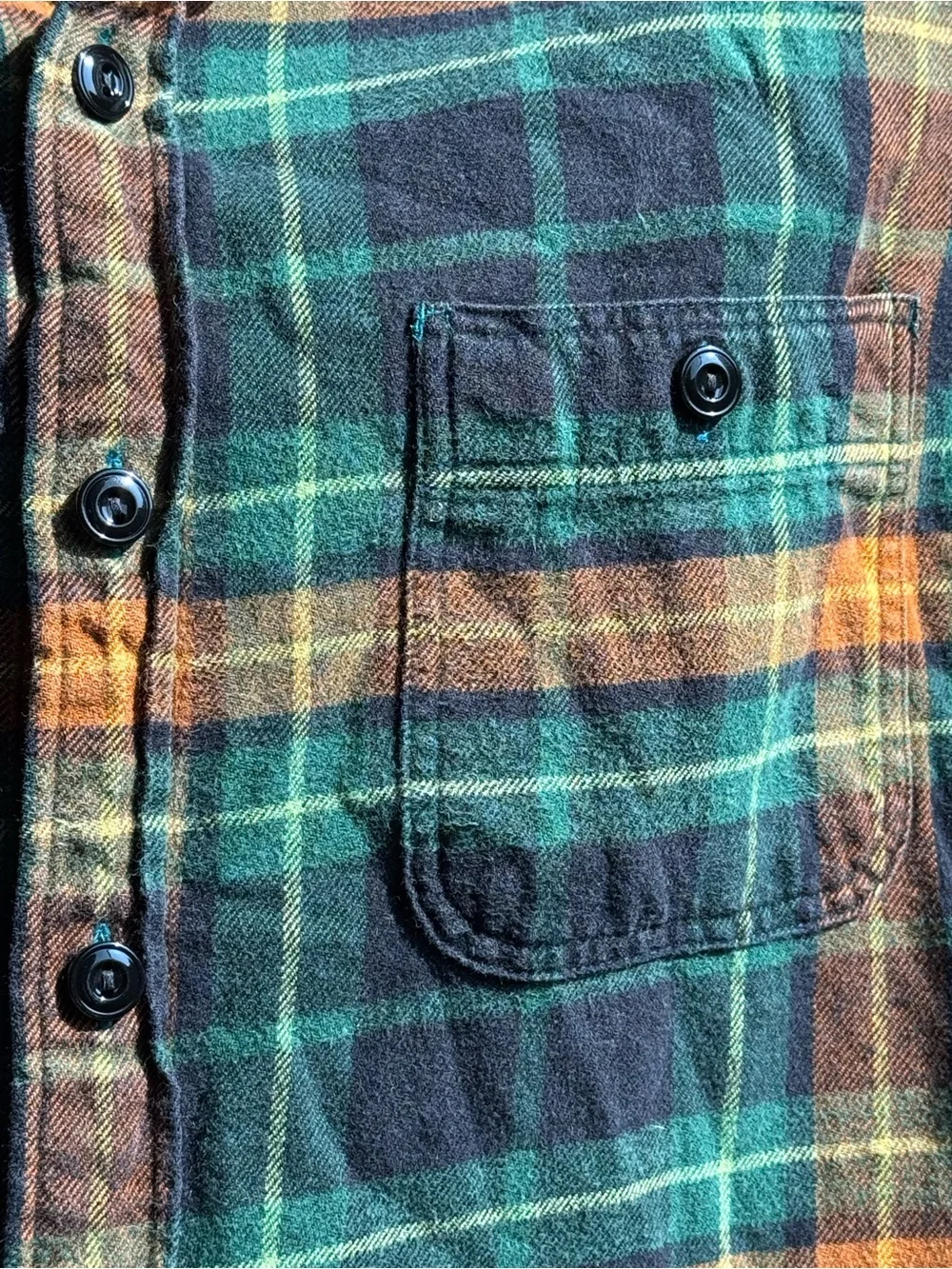 J.Crew Mid-Weight Flannel Plaid Shirt Men’s M Slim Fit Green Orange Cotton
